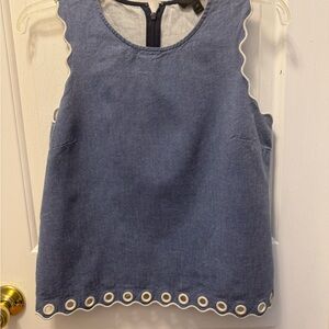 J. Crew Blue Sleeveless Top with White Trim